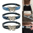 thumbnail image 2 of Yokua 2000s Girls Belt Butterfly Buckle Belt Vintage Waistband Bead Trim Waist Strap, 2 of 15