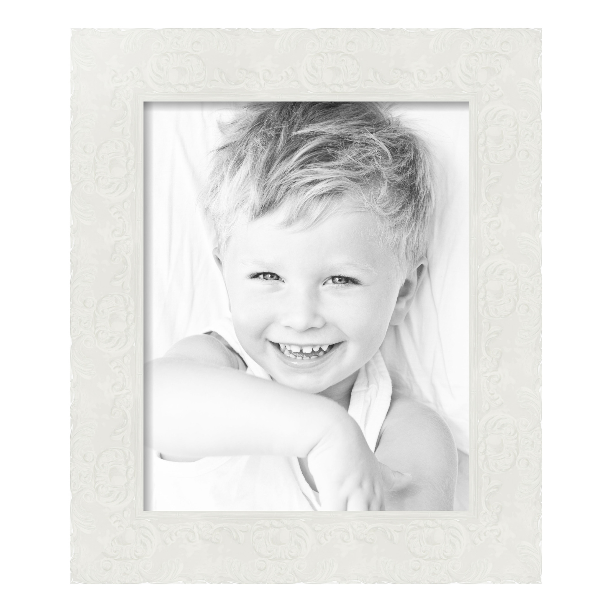 ArtToFrames 16" x 20" Avalon Pearl White Baroque Picture Frame, 16x20 inch White Wood Poster Frame (WOM-5266),  Pack