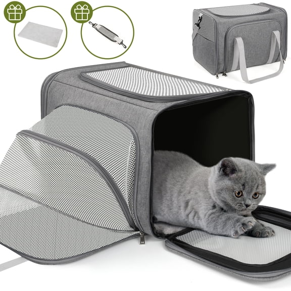 Monasem Expandable Cat Carrier, Collapsible Portable Pet Carrier Travel Bag for Puppies & Small Dogs, 19"x 13"x 13"