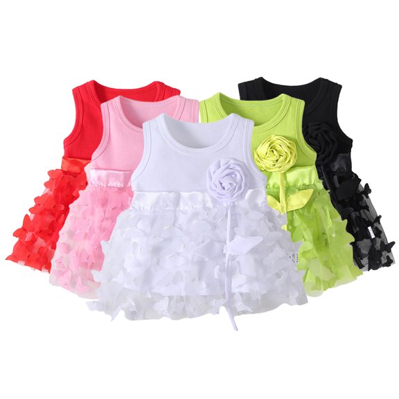 LYMAYTER Newborn Infant Baby Girls Dresses Sleeveless Flower Sundress Summer Princess Tulle Tutu Dress 0M-3Y