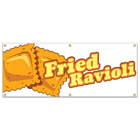 SignMission B-72 Fried Ravioli19 72 in. Concession Stand Food Truck Single Sided Banner - Fried Ravioli