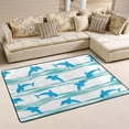 thumbnail image 4 of SKYSONIC Area Rug Carpet Dolphin On Cyan Background Doormat for Hardwood Floor Entrance Living Room Bedroom 24x36 Inch, 4 of 6