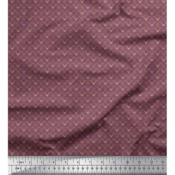 Soimoi Polyester Crepe Fabric Ogee Small Fabric Prints by Yard 42 Inch Wide