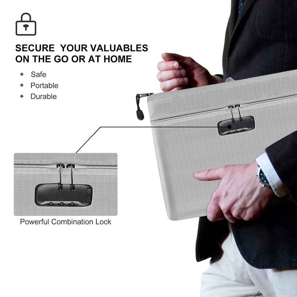Portable Document Organizer A4 Zipper Waterproof Storage Bag-Black 