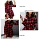 thumbnail image 5 of Vestido Camisero De Manga Larga A Cuadros, Cuello De Solapa, Botones De Una Fila, Dobladillo Suelto, Vestido Camisero A Cuadros Para Trabajo De Oficina ANGGREK M rojo, 5 of 6