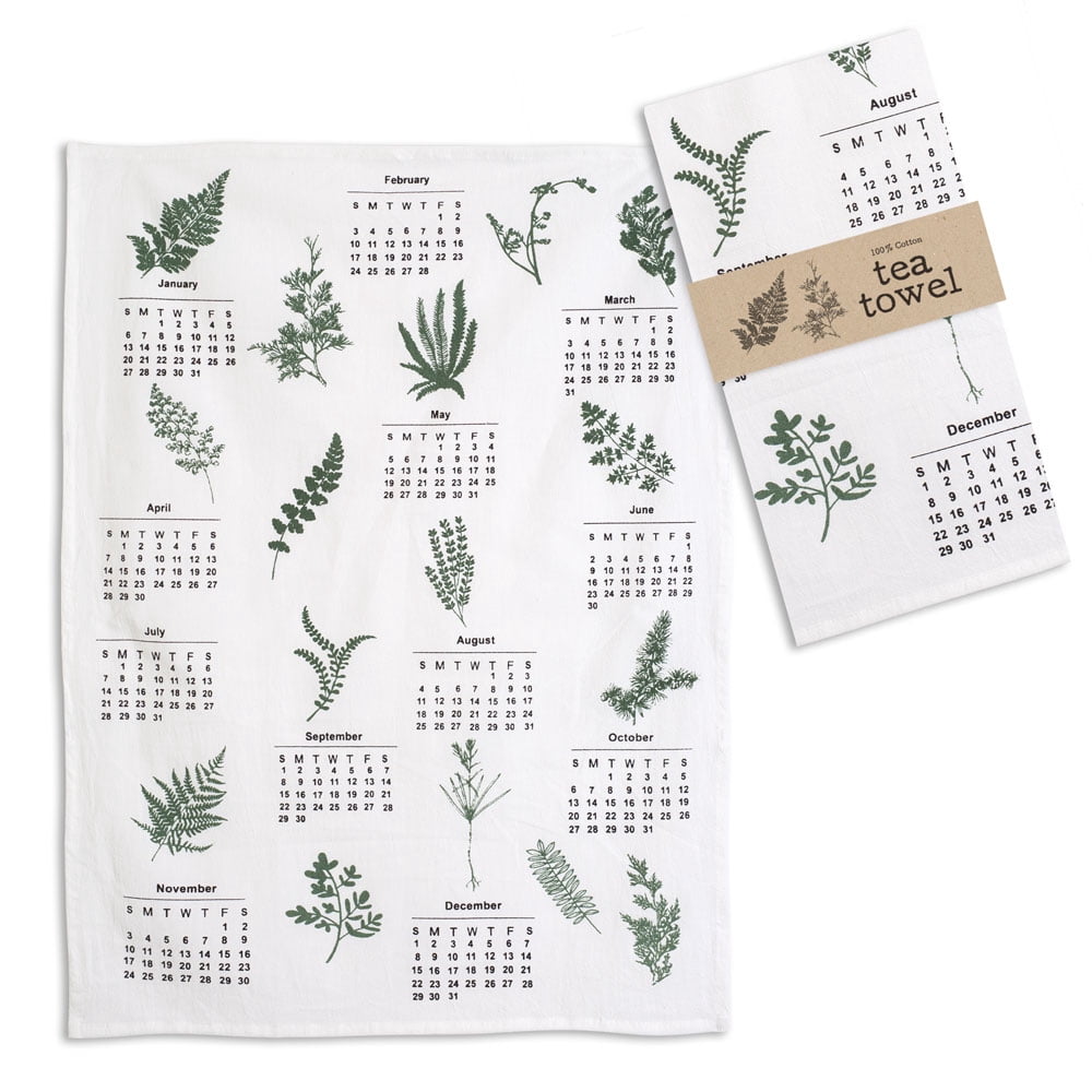 Greenery Calendar Tea Towel