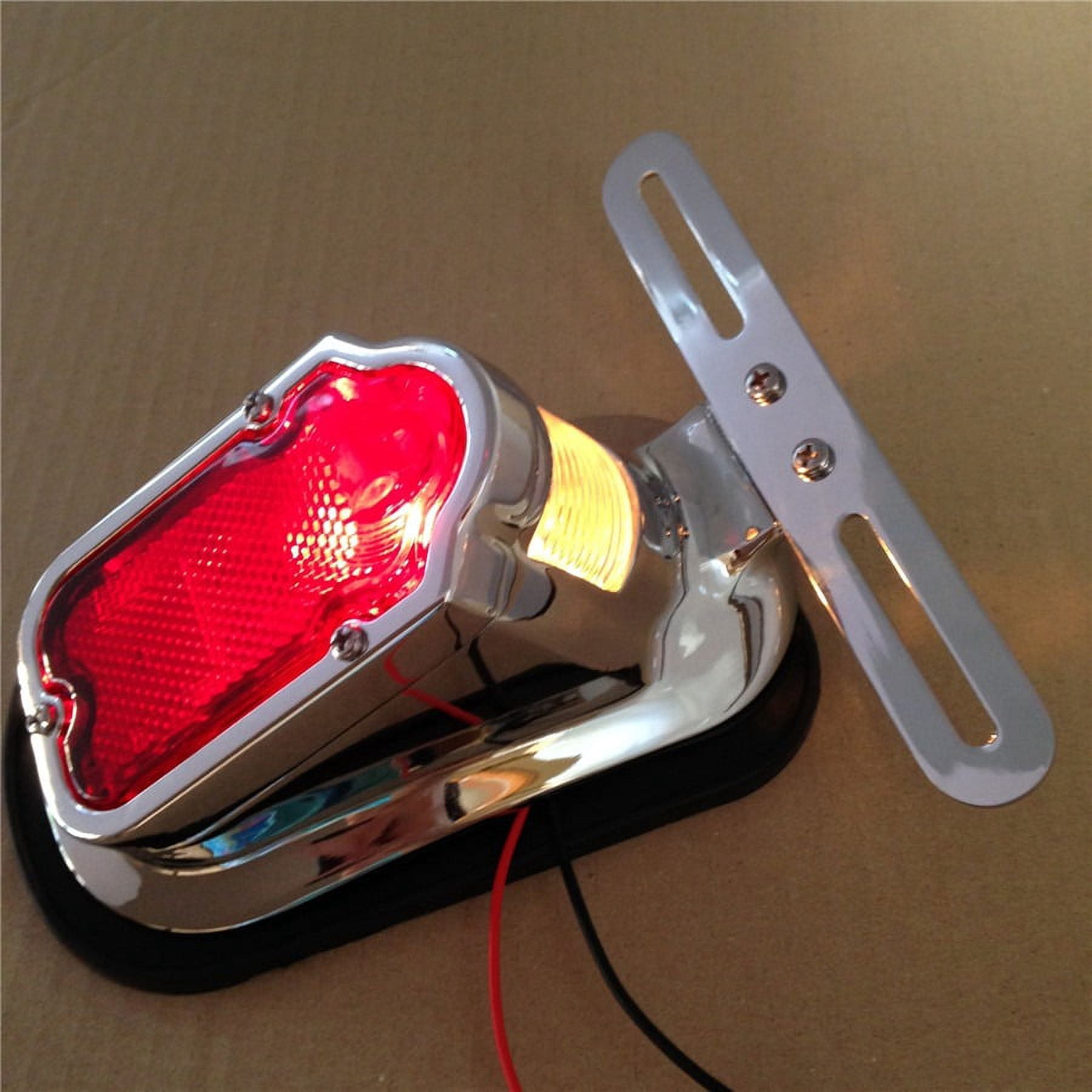 HTT-MOTOR Motorcycle Chrome Red Tombstone Brake Tail Light Signal For Harley Davidson Bike