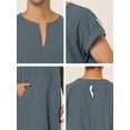 thumbnail image 5 of Camisón de manga corta para hombre, de algodón, con escote en V y abertura lateral, vestido largo gris S, 5 of 5