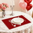 thumbnail image 6 of Valentine's Day Placemat Set Linen Fabric Heat Resistant Table Mat with Heart Print - Holiday Dining Decor for Family Party and Romantic Dinner(Red,C), 6 of 6