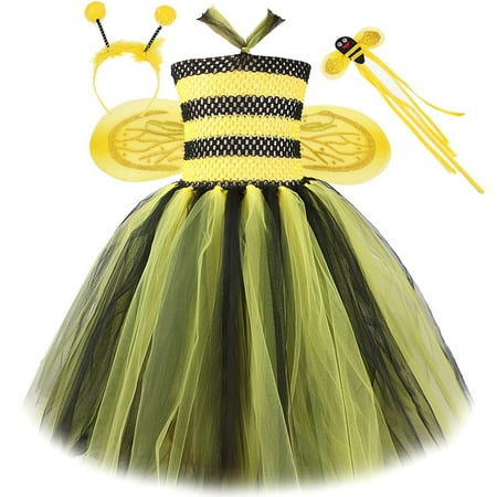 

Two Piece Dresses for Kids Kids Toddler Baby Girls Spring Summer Floral Bee Fancy Dress Carnival Accessory Set Tutu Princess Dress