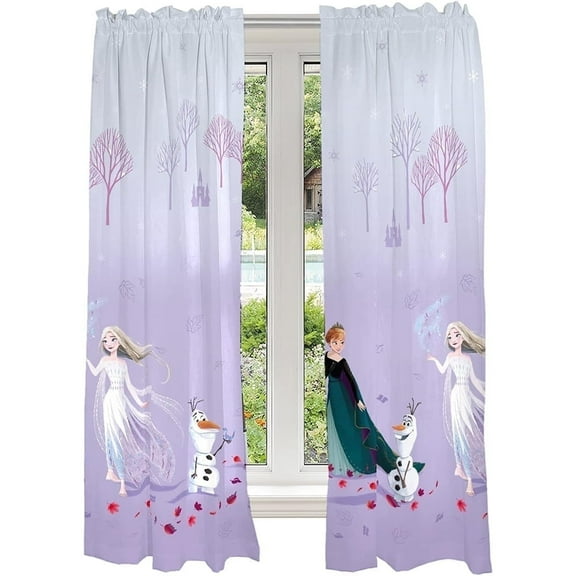 Disney Frozen 2 Kids Room Window Curtain Panels Drapes Set, 82 in x 63 in