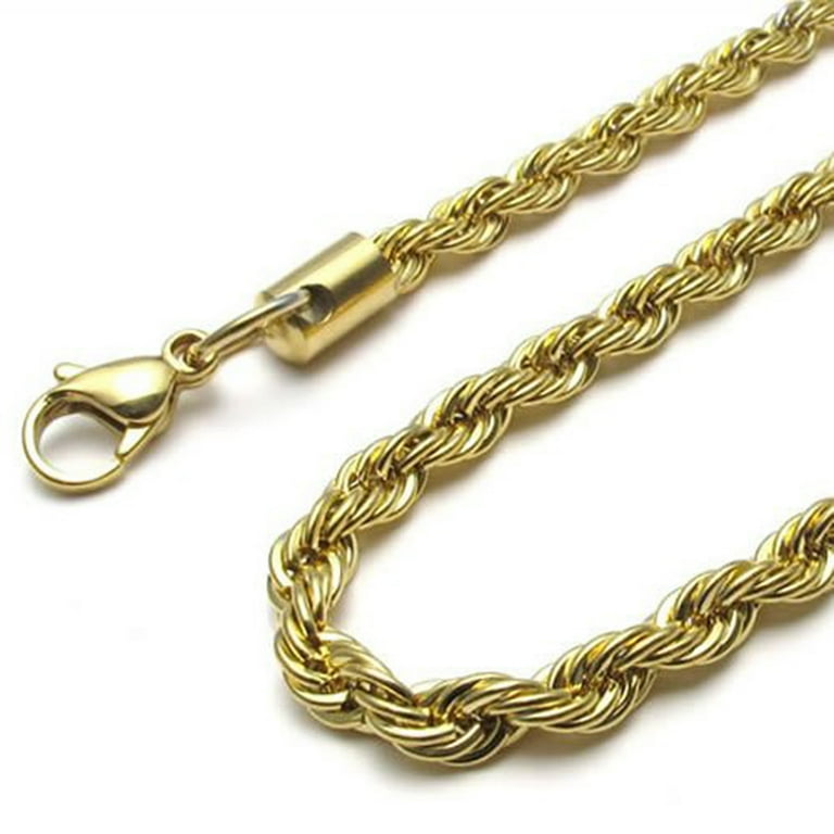 Men's Black Plated Stainless Steel Rope Chain Necklace