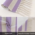 thumbnail image 6 of Purple Striped Hallway Runner Rug 2'x6', Modern Farmhouse Purple White Stripes Washable Entryway Rug with Tassels, Woven Cotton Laundry Room Rugs Long Carpet for Bathroom Sink Foyer Bedroom, 6 of 9