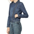 thumbnail image 5 of Allegra K Women's Notched Lapel Long Sleeves Asymmetric Zip Moto Denim Jacket, 5 of 7