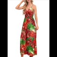 thumbnail image 1 of Vestido de Verano 2025 para Mujer, con Estampado Floral, Lazo Frontal, Tirantes Finos, Informal, Bohemio, para Playa, Suelto, Rojo, XL, 1 of 6