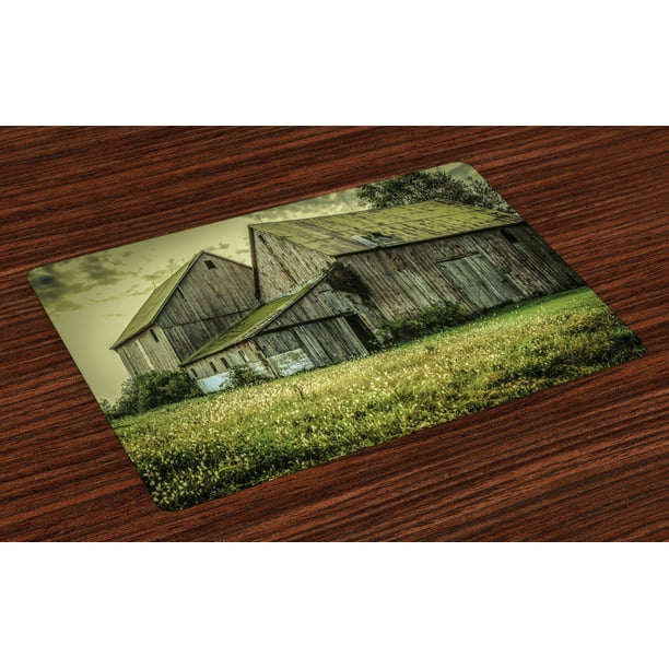 Country Placemats Set of 4 Farmer Field Barn Warehouse Midwest American Style Antique Ancient