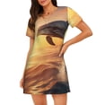 thumbnail image 1 of Fotbe Sunset Dancing Dolphin A Bata de Dormir para Mujer con Estampado, Camisón de Algodón de Manga Corta, Ropa de Dormir Casual, 1 of 6