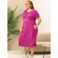thumbnail image 3 of Women's Plus Size Nightgown Cat Print with Pocket Sleep Dress Sleepwear Fuchs4X, 3 of 5