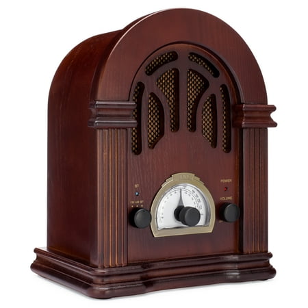 ClearClick Retro AM/FM Radio with Bluetooth - Classic Wooden Vintage Retro Style (Best Bluetooth Am Fm Radio)