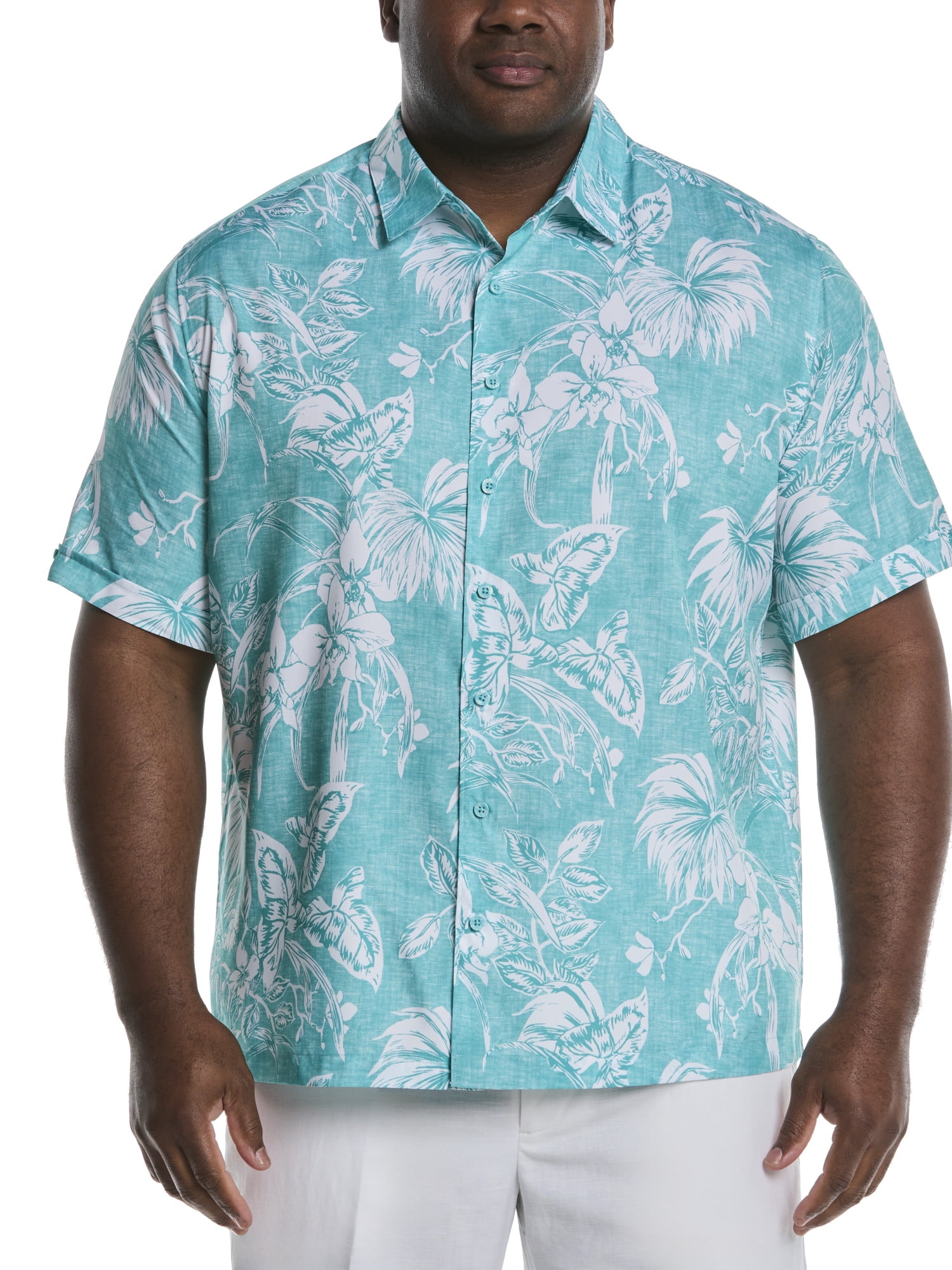 Cafe Luna Men's and Big Men's Tropical Flower Print Short Sleeve Shirt, Sizes S-5XL