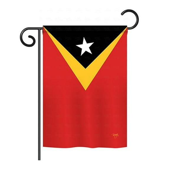 Breeze Decor BD-CY-GS-108332-IP-BO-D-US15-BD 13 x 18.5 in. East Timor Flags of the World Nationality Impressions Decorative Vertical Double Sided Garden Flag Set with Banner Pole