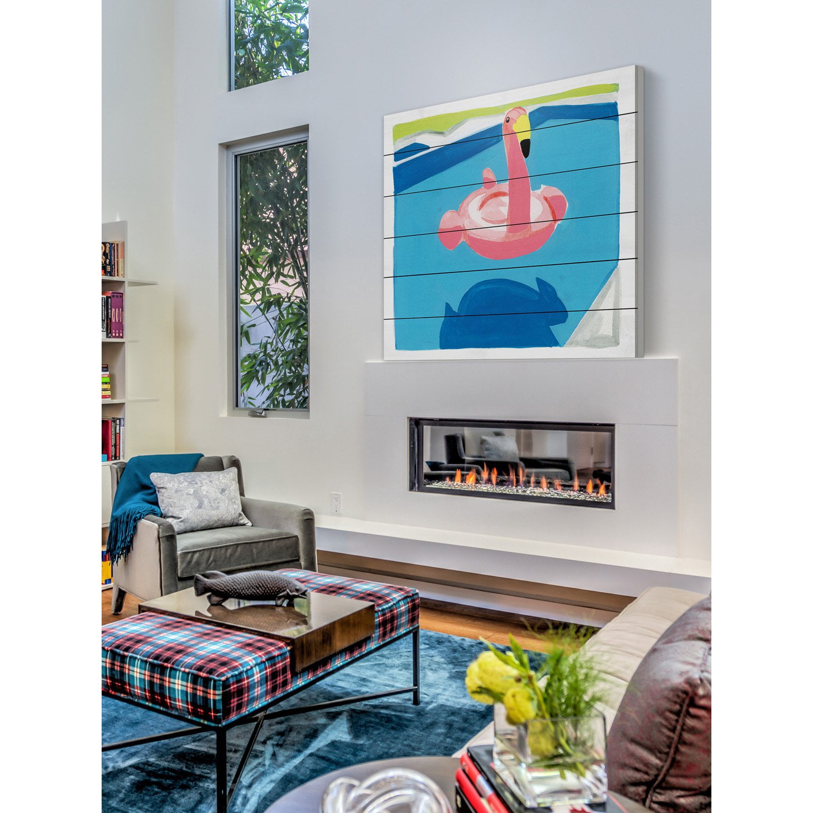 Marmont Hill "Pool Float" By Molly Rosner Painting Art Print On White Wood, 32.0" x 1.5"
