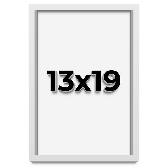 13x19 Shadow Box Frame White | 1 Inches Deep Real Wood Contemporary Shadowbox Display Frame | UV