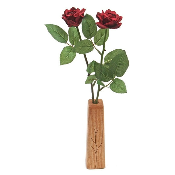 JustPaperRoses - 17th Wedding Anniversary Shell Roses - 2 Stems with Vase - 18 Inch Floral Gift with Real Shell Petals - Home or Office Decoration