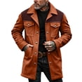 thumbnail image 2 of Hogleaql Men's Suede Jacket Winter Sherpa Lined Vintage Plush Suede Thick Reversed Collar Long Sleeve Jacket Multi-Pocket Full Zip Loose Winter Coat Ginger 3XL, 2 of 4