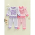 thumbnail image 3 of BemeyourBBs Auntie's Little Bestie Baby Girl Clothes Toddler Girls Spring Fall Winter Outfits Long Sleeve Letter Sweatshirt Pants Set, 3 of 9
