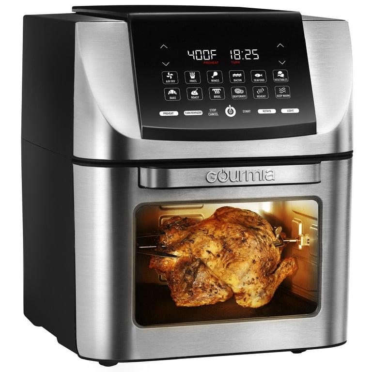 Gourmia 9-Slice Digital Air Fryer Oven with 14 One-Touch Cooking Functions  and Auto French Doors