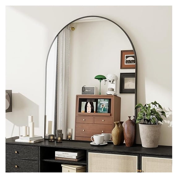 32x48 Arch Wall Mirror, Black Bathroom Mirrors for Over Sink, Metal Frame Wall Decor for Entryway, Bedroom, Living Room
