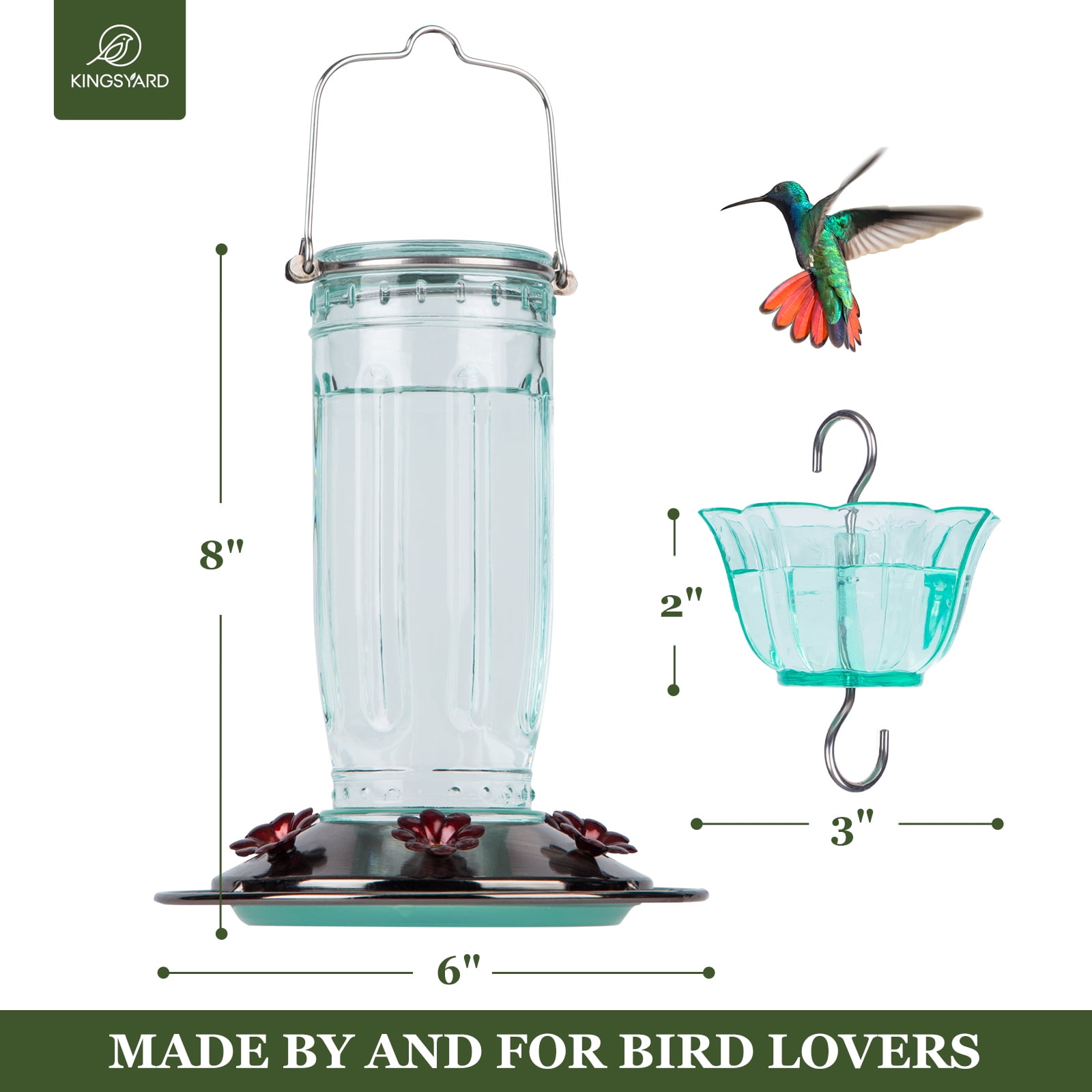 Kingsyard Outdoor Patio Hummingbird Feeder, 6 Feeding Ports, Leak Proof ...