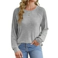thumbnail image 2 of KIHOUT Spring Winter Womens Tops Fashion Solid Color Round-Neck Pullover Long Sleeve Loose Sweatshirts Tops, 2 of 8