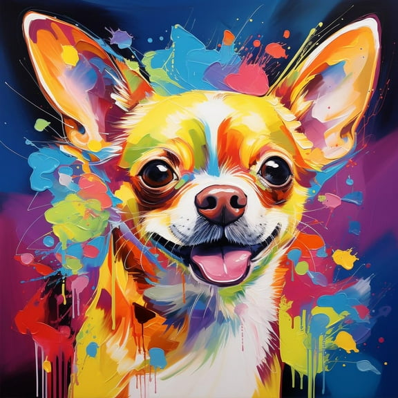 Cute Yellow Chihuahua Dog DIY 5D Diamond Art Painting by Number Kits for Adults Paint with Full Drill Round Diamond Gems Painting Art Craft for Home Wall Decor 13.8x13.8in