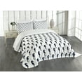 thumbnail image 3 of Ambesonne Geometric Quilted Bedspread Set 3 Pcs, Seahorse Silhouettes, Queen Size, Dark Blue White, 3 of 5