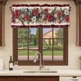 thumbnail image 6 of Christmas Curtain Valances for Windows, Kitchen Valance Window Treatments Panel 2 Pack, Xmas Botanical Poinsettia Balls Red Plaid Rod Pocket Short Curtains for Bathroom Bedroom 54 x 18 Inch, 6 of 8