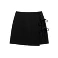 thumbnail image 5 of Cagogo Women Plus Size High Waisted Tie Dye Mini Skirt Shorts Casual Solid Basic Party Vacation Beach Shorts, Black S, 5 of 6