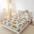 thumbnail image 4 of Homewish Kawaii Capibara Teens Full Size Sheets, Cute Hamburger Fast Food Bed Sheets, Blue Cartoon Animal Sheet Sets, Ultra Soft Bedroom Decor, 4-Piece, 4 of 7
