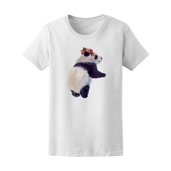 Watercolor Panda With Flower T-Shirt Women -Image by Shutterstock, Female x-Large