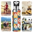 thumbnail image 7 of Yayeee 20oz Double Wall Stainless Steel Water Bottle with Flip Straw, Yellow Checkered Daisy, 7 of 7