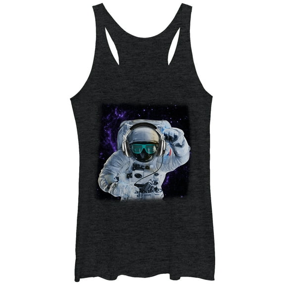 Women's Lost Gods Astronaut Headphones  Racerback Tank Top Black Heather Medium