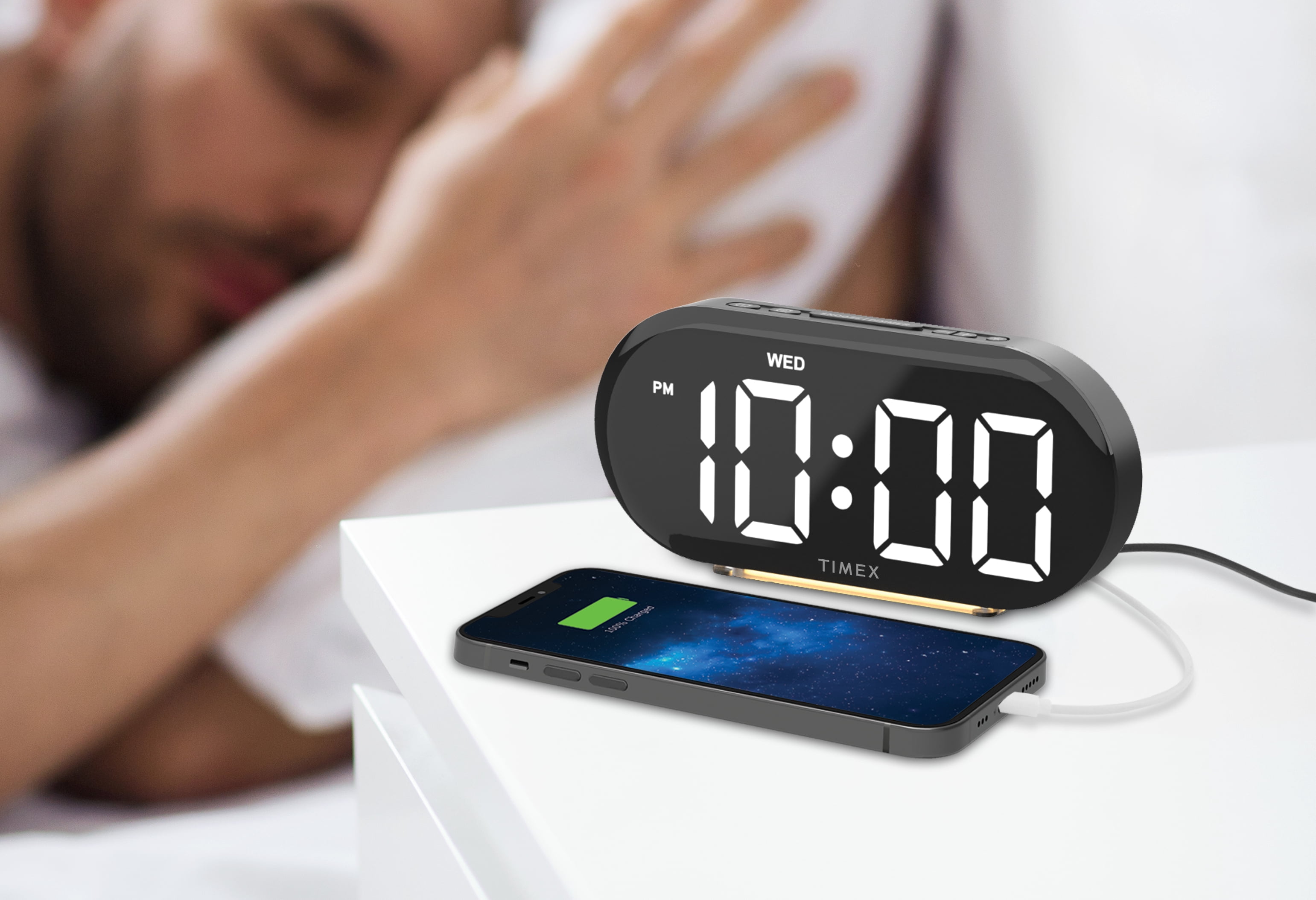 Timex Dual Alarm Clock with Dual USB Charging and Nightlight