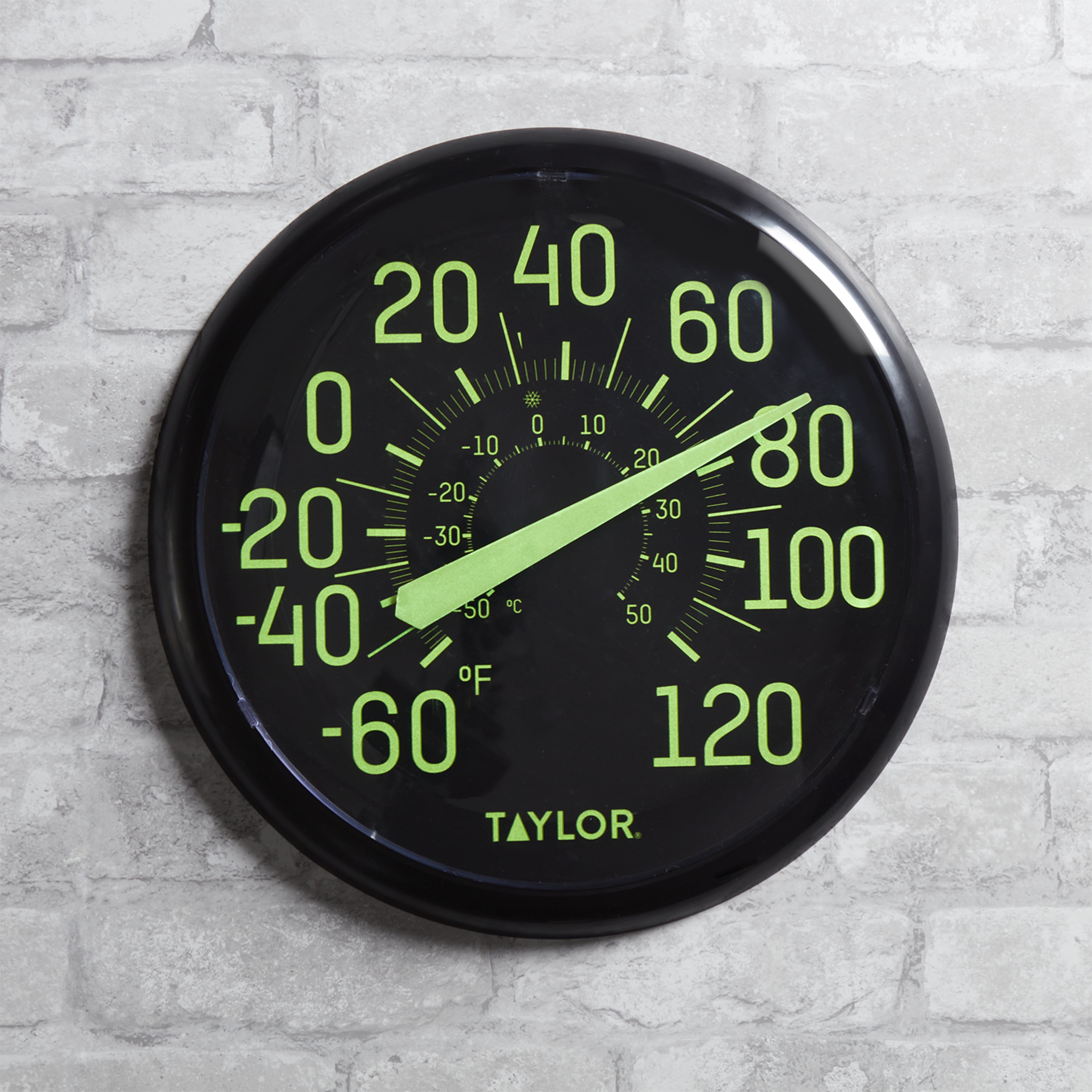 Taylor 13.25-inch Glow in the Dark Dial Thermometer in Black