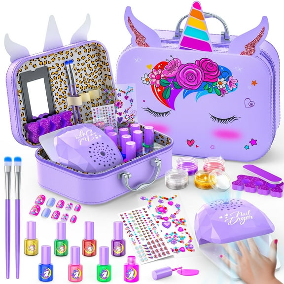 Kids Nail Polish Kit For Girl 4-6-Year-Old Girls' Nail Polish Set, Children's Nail Strippable Set Designed For Girls, Special Children's Nail Polish Set For Girls With Unicorn Theme Storage Box