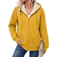 thumbnail image 2 of Lumtrix Women'S Sherpa Lined Full Zip Hoodie Warm Fleece Hooded Sweatshirt Casual Trendy Winter Thick Coat With Pocket Yellow L, 2 of 9