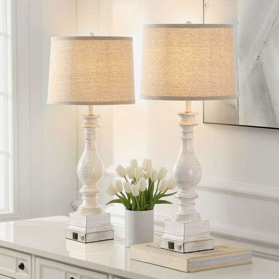 27.5" bedside table lamp set of 2 with USB Type-C Ports
