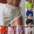 thumbnail image 3 of Bikini Cover Up Solid Color Lace-up Net Yarn Semi-Sheer Slit Cover Up Skirt for Vacation, 3 of 10