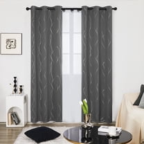 Deconovo Silver Printed Blackout Curtains - 2 Panels, Wave Dots Pattern, Grommet Top, 42"x108", Thermal Insulated Drapes for Bedroom & Living Room, Gray