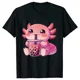 thumbnail image 4 of Ropa de verano para mujer, camisetas Kawaii Bubble Tea Boba Axolotl, pantalón corto informal, camiseta de manga, camisetas gráficas Harajuku Y2k a la moda para mujer, 4 of 5